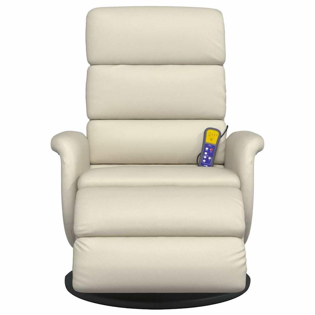 Cadeira massagens reclinável c/apoio pés couro artificial creme