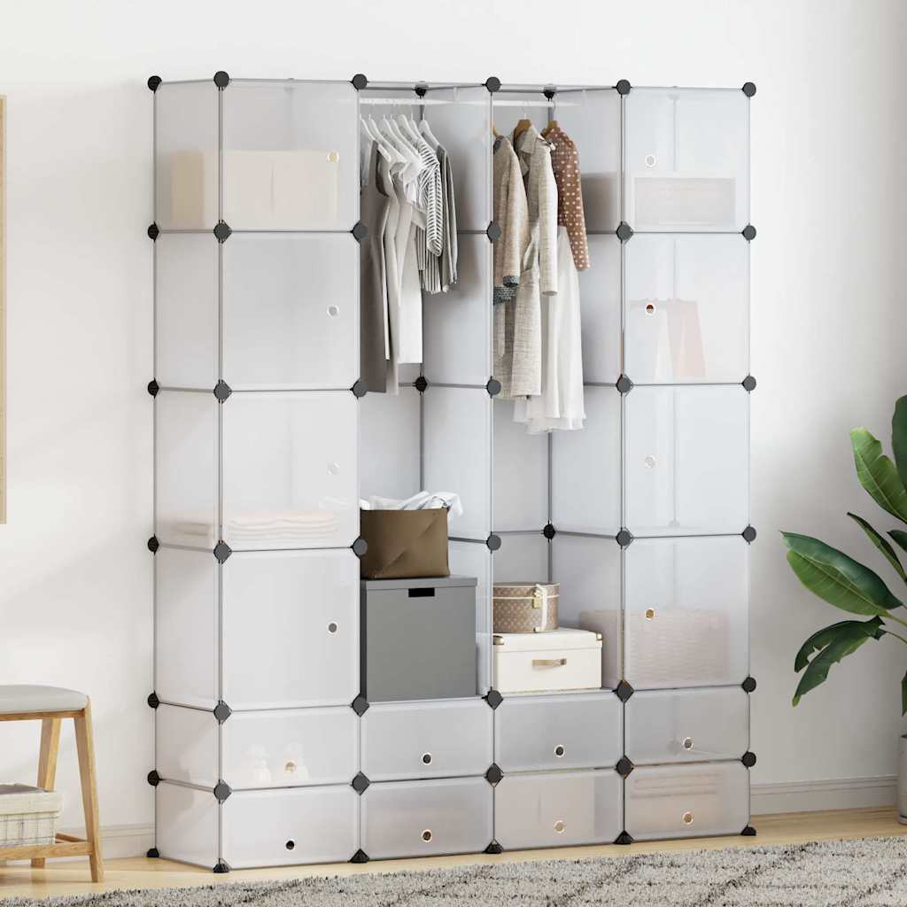 Armário plástico modular 18 gavetas 37x146x180,5cm branco