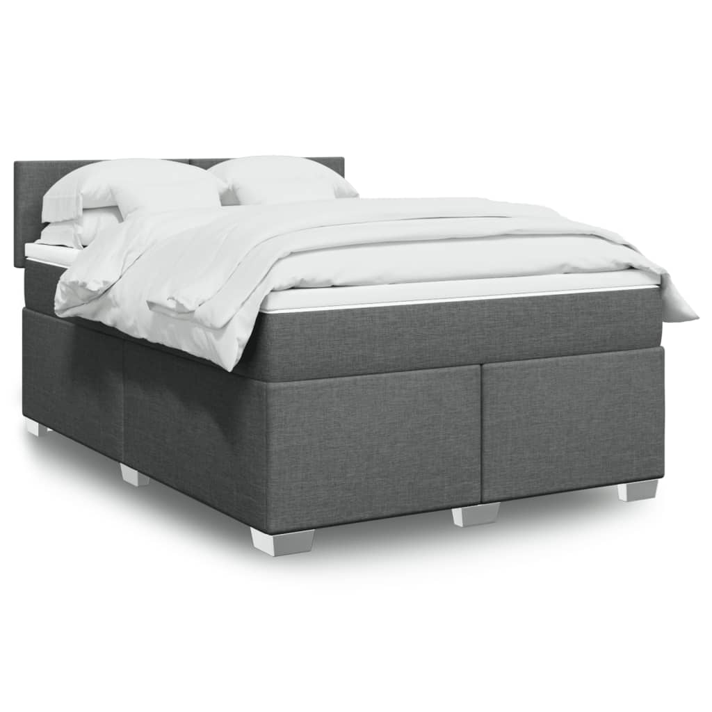 Cama com molas/colchão 140x190 cm tecido cinzento-escuro