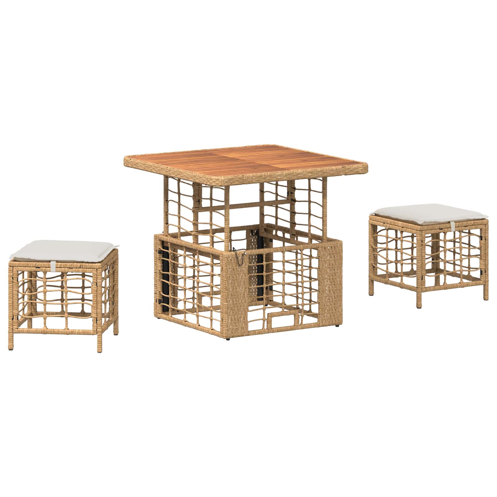 Conjunto de jantar para jardim 3 unid. natural e branco
