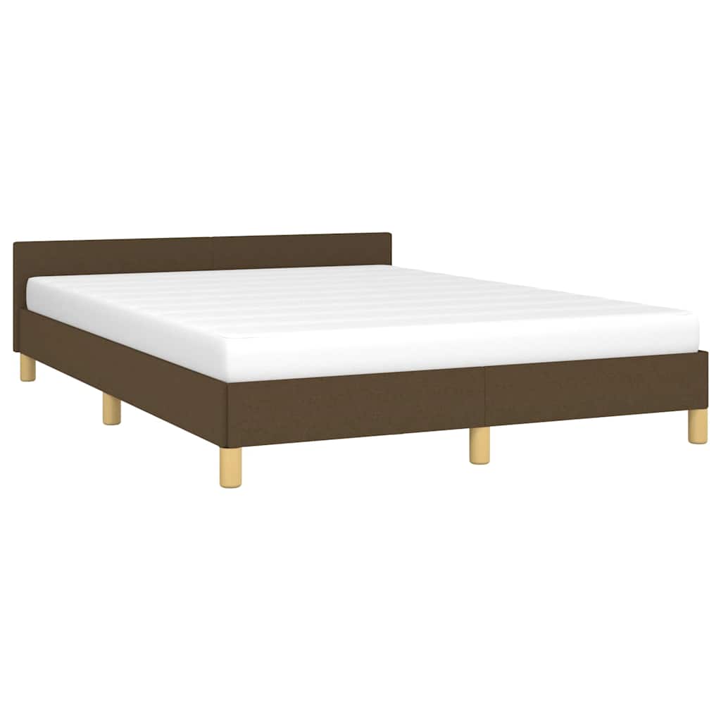 Estrutura de cama sem colchão 140x200 cm tecido castanho-escuro