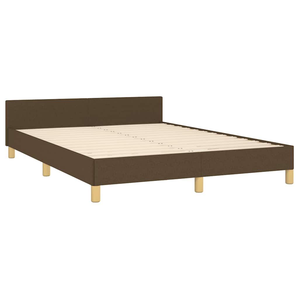 Estrutura de cama sem colchão 140x200 cm tecido castanho-escuro