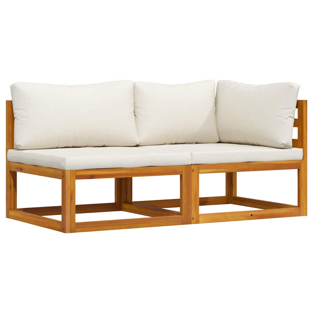 Conjunto de sofás 2 pcs c/ almofadões branco nata acácia maciça