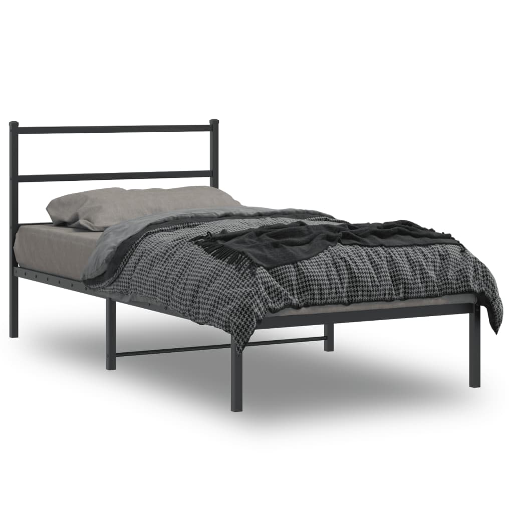 Estrutura de cama com cabeceira 107x203 cm metal preto