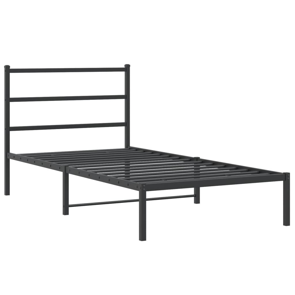 Estrutura de cama com cabeceira 107x203 cm metal preto