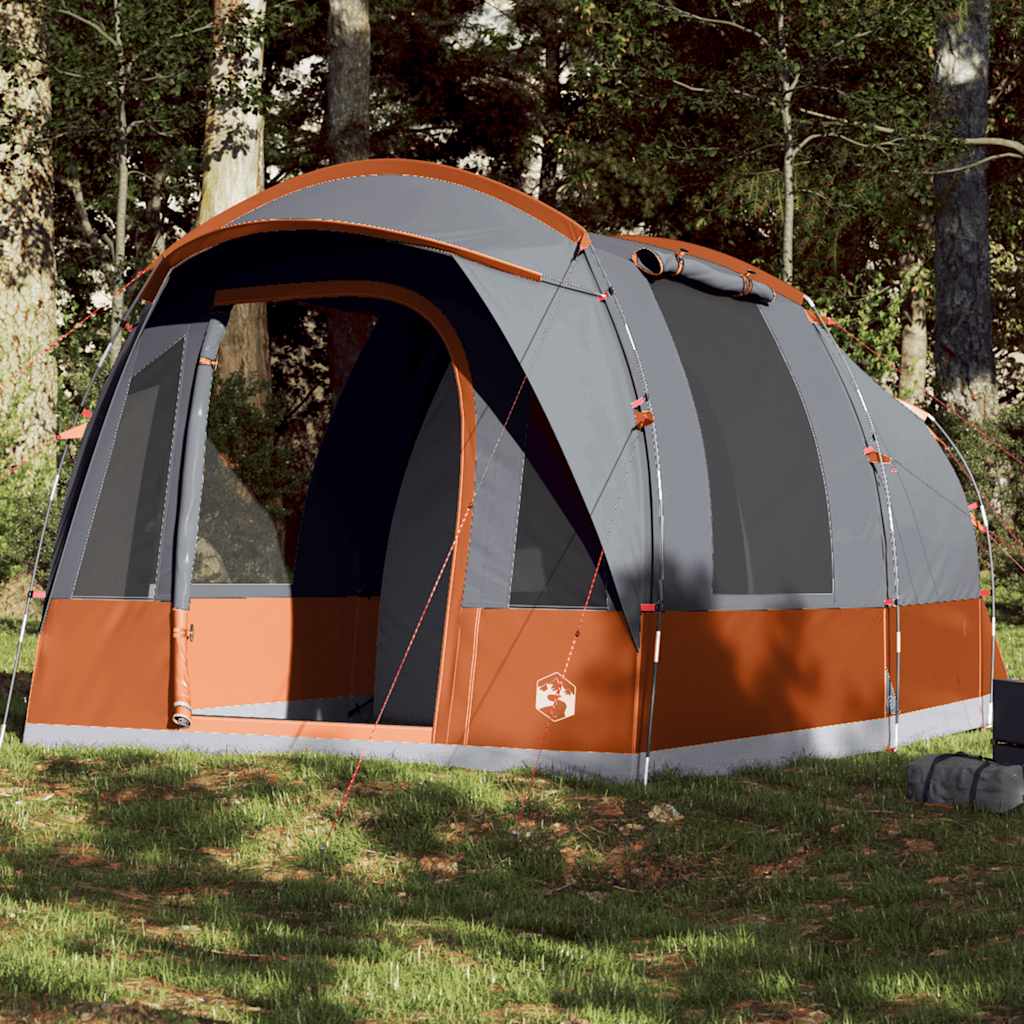 Tenda de campismo túnel p/ 3 pessoas impermeável cinza/laranja