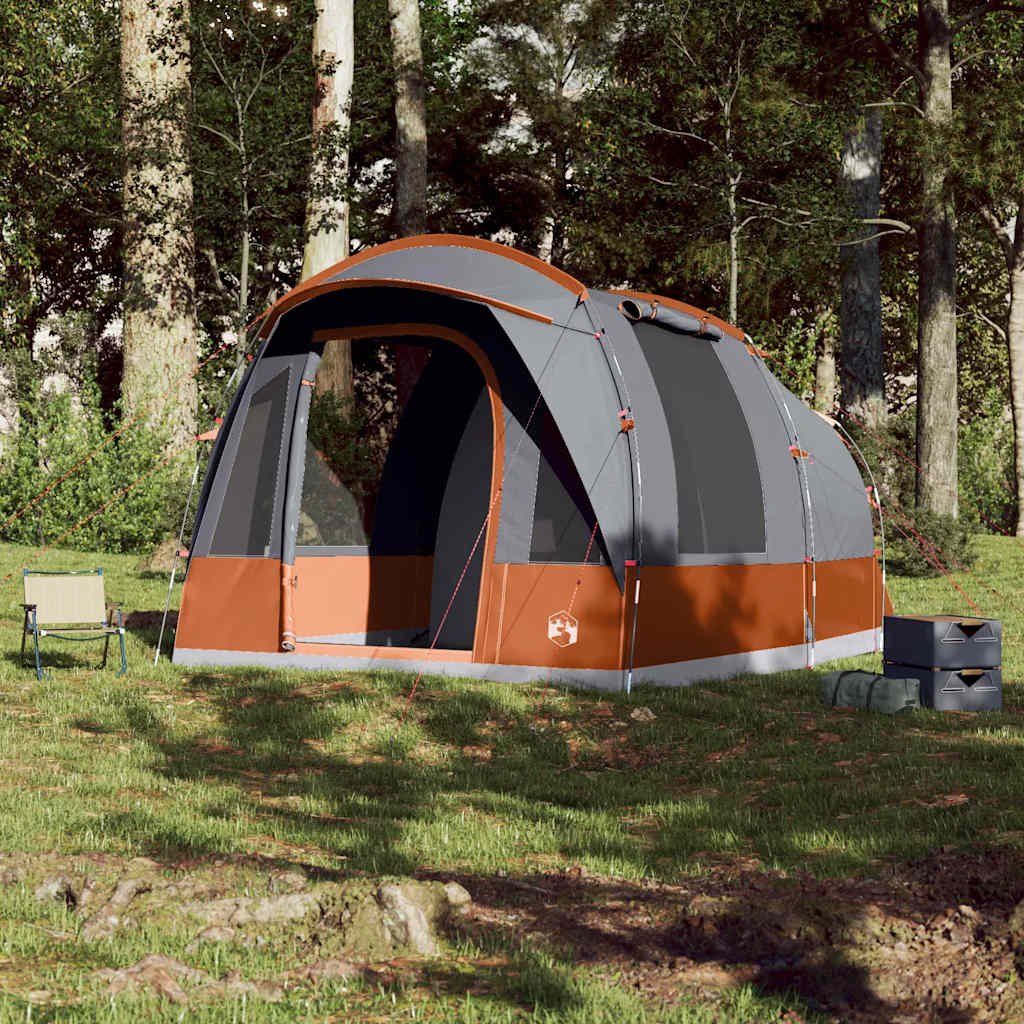 Tenda de campismo túnel p/ 3 pessoas impermeável cinza/laranja