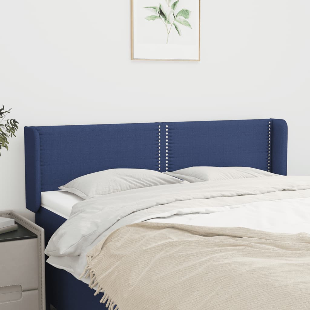 Cabeceira de cama c/ abas tecido 147x16x78/88 cm azul