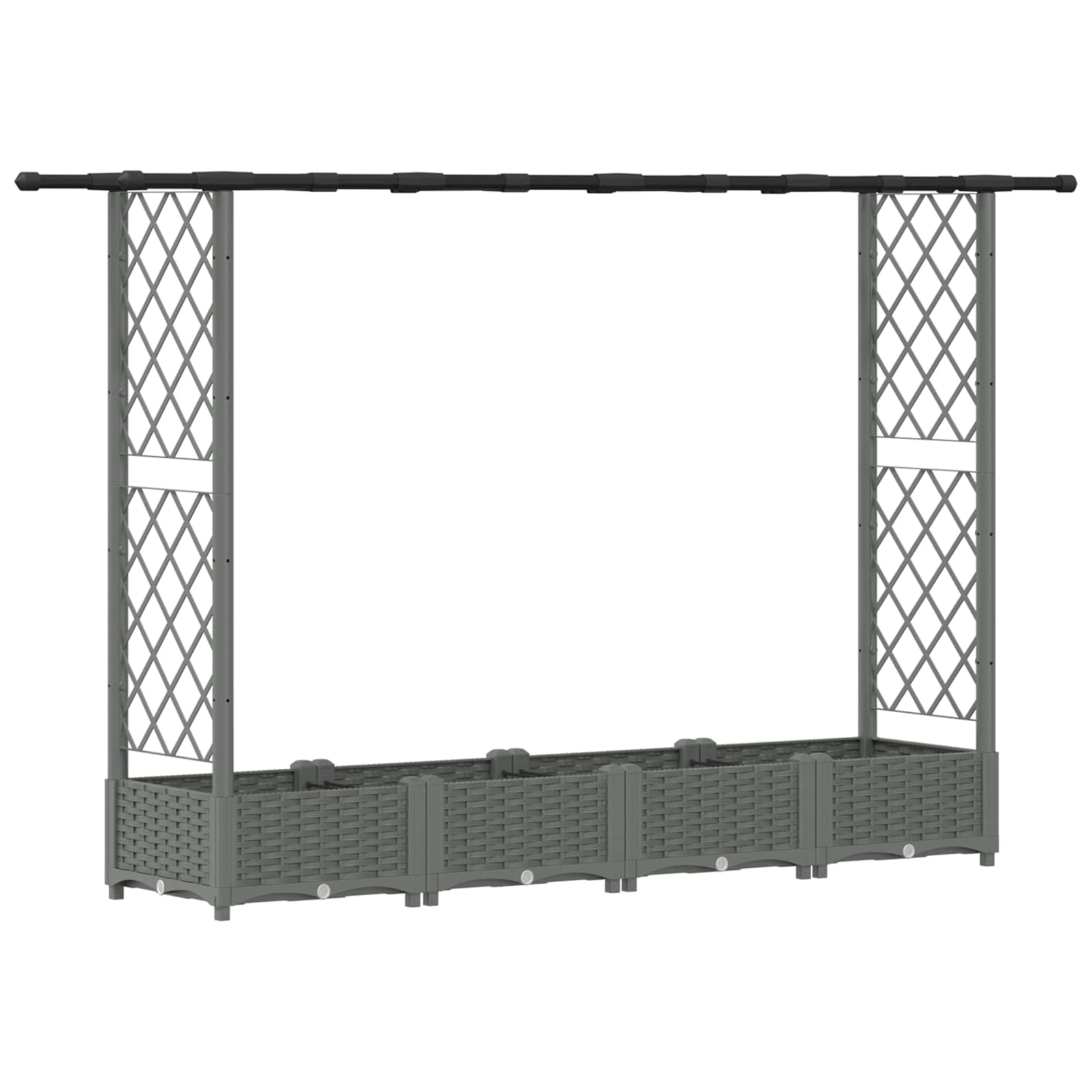 Cama elevada com treliça e telhado cinzento-claro PP