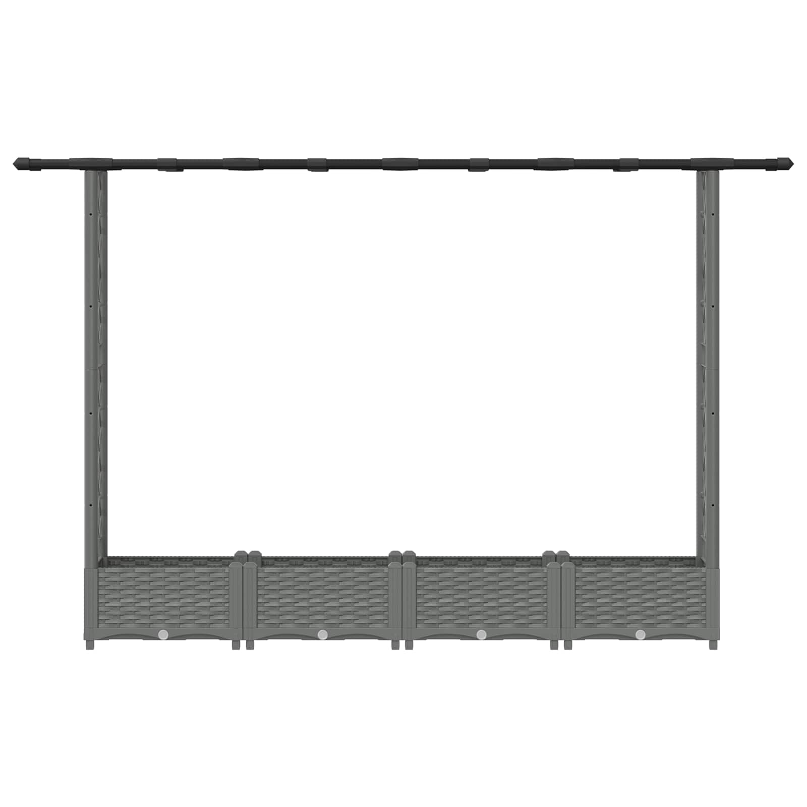 Cama elevada com treliça e telhado cinzento-claro PP