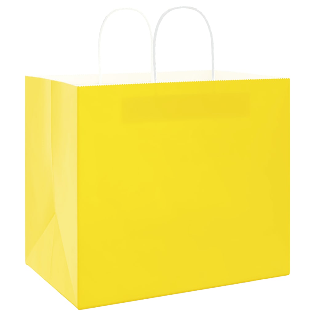 Sacos de papel 50 unid com alças amarelo 32x22x28 cm