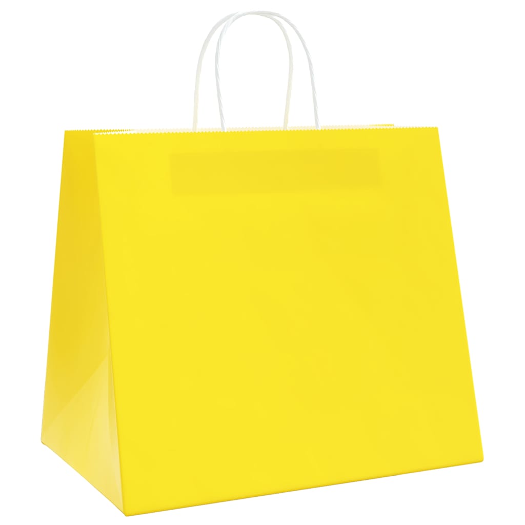 Sacos de papel 50 unid com alças amarelo 32x22x28 cm