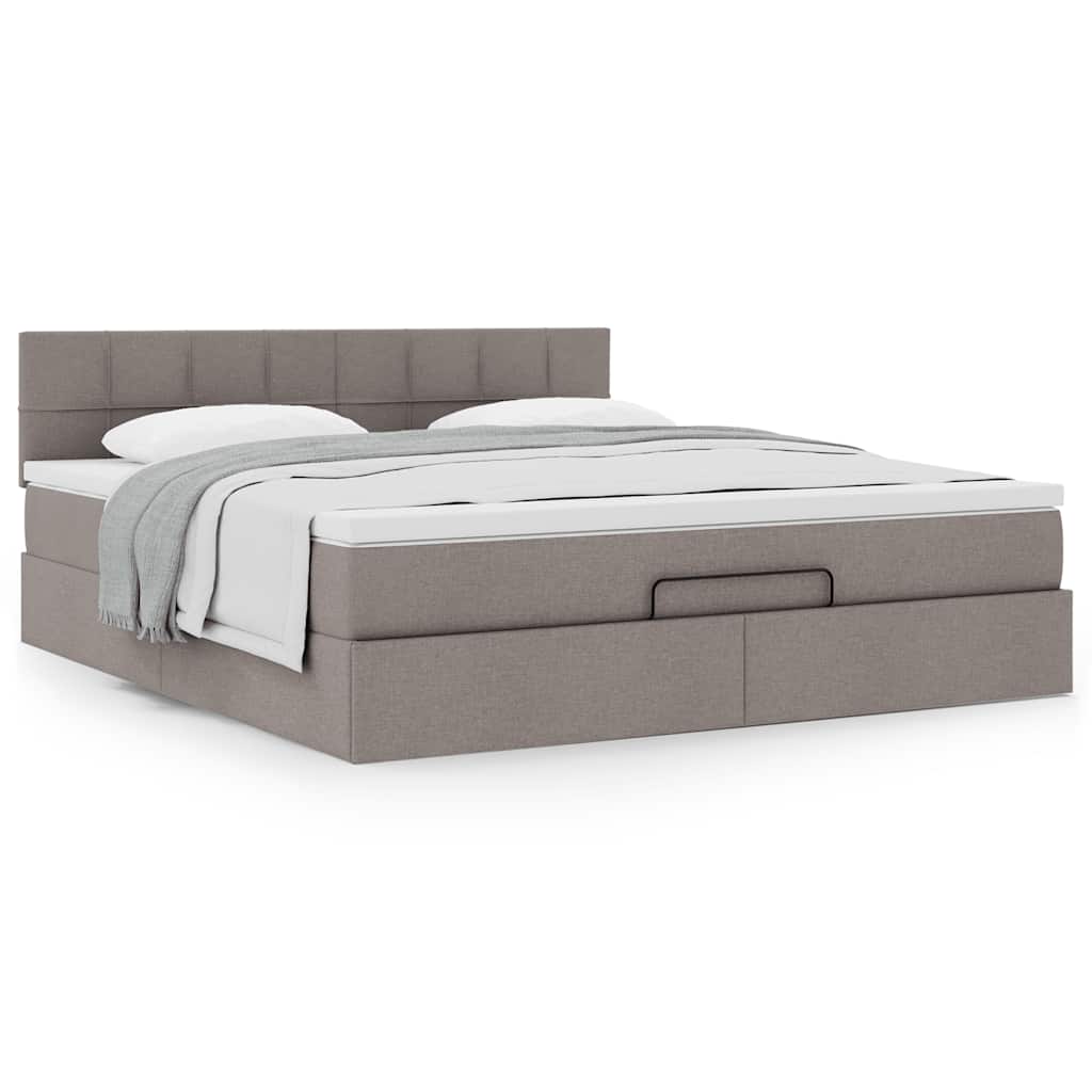 Moldura de cama otomana com tecido taupe 180x200cm