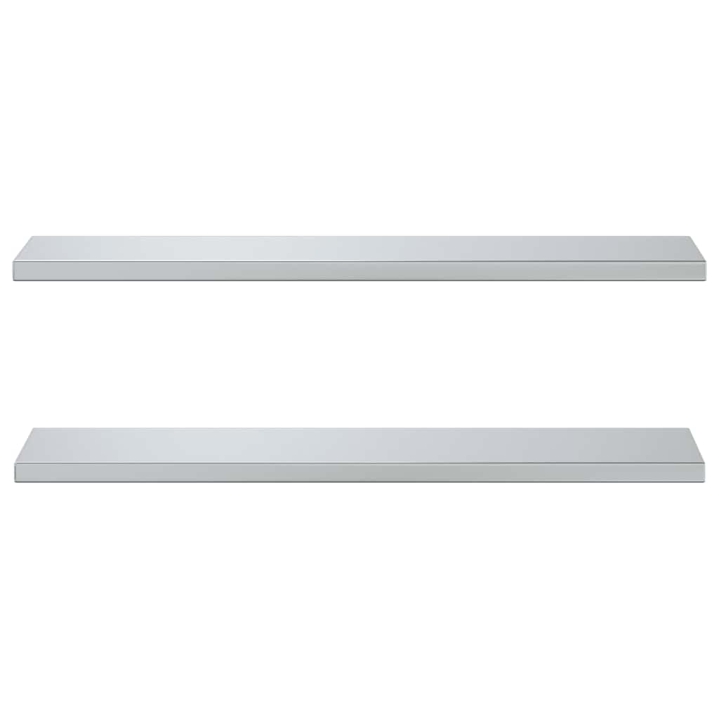 Prateleiras de parede 2pcs 100x23,5cm aço inoxidável prateado