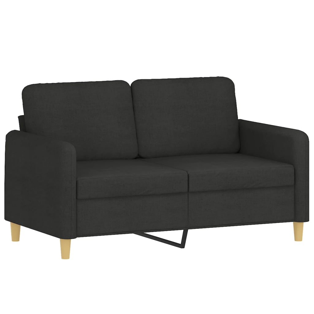 3 Pcs conjunto de sofás com almofadas tecido preto