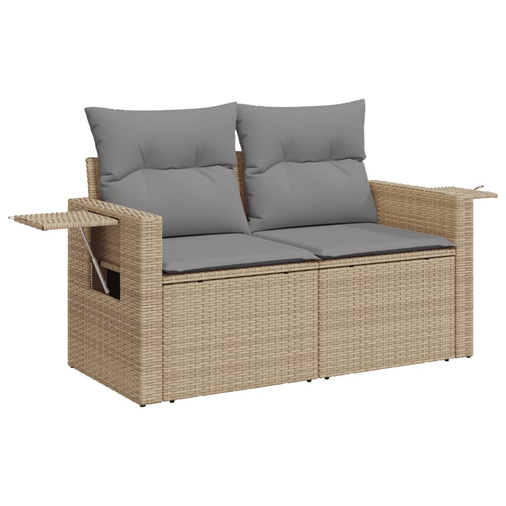 5 Pcs conjunto de sofás p/ jardim com almofadões vime PE bege
