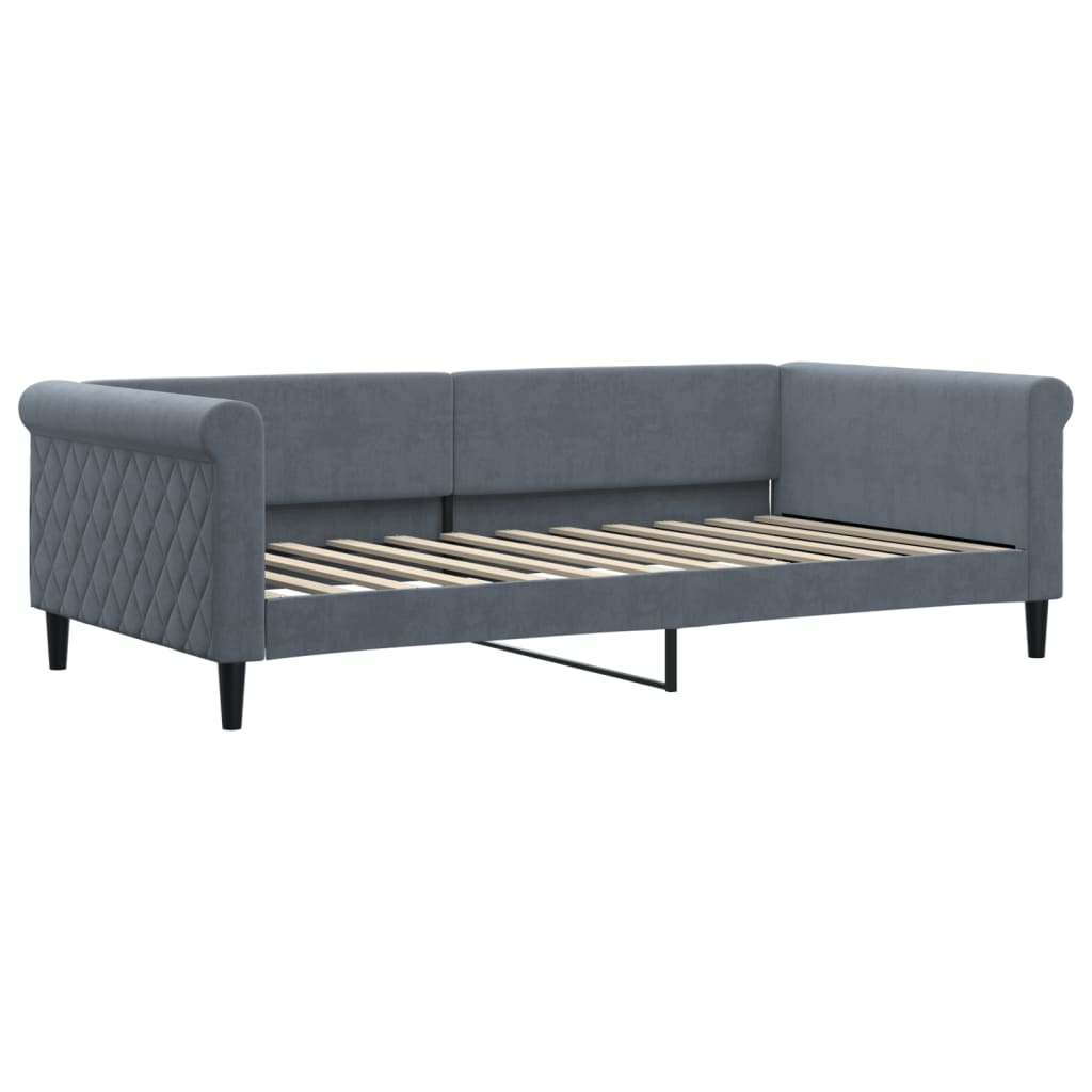 Sofá-cama c/ gavetão e gavetas 100x200cm veludo cinzento-escuro