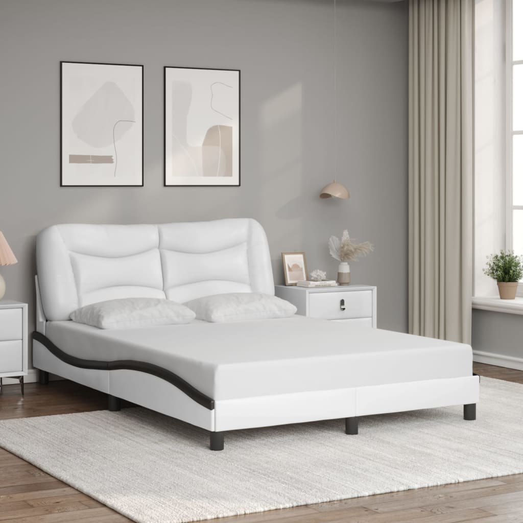 Estrutura de cama com LED sem colchão hvar 140x190cm branco/preto