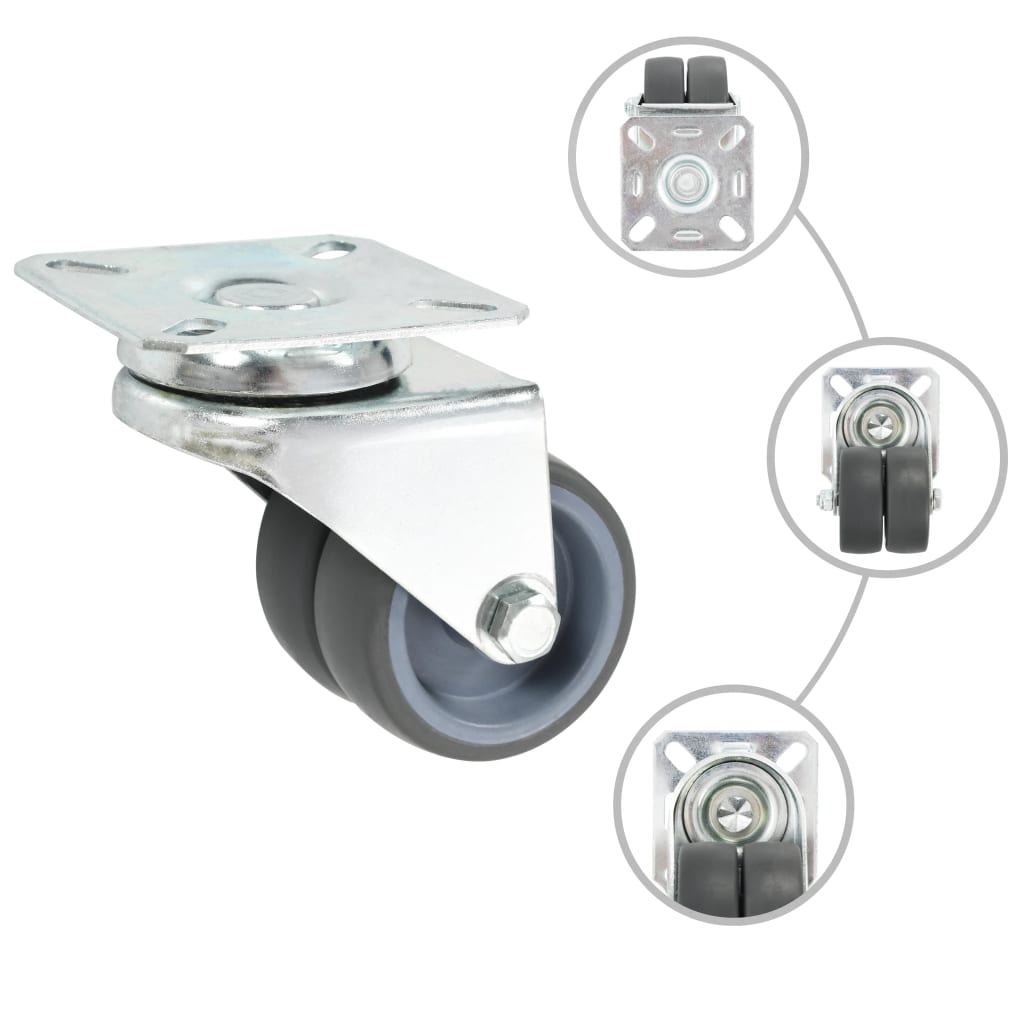 8 Pcs rodas giratórias duplas 50 mm