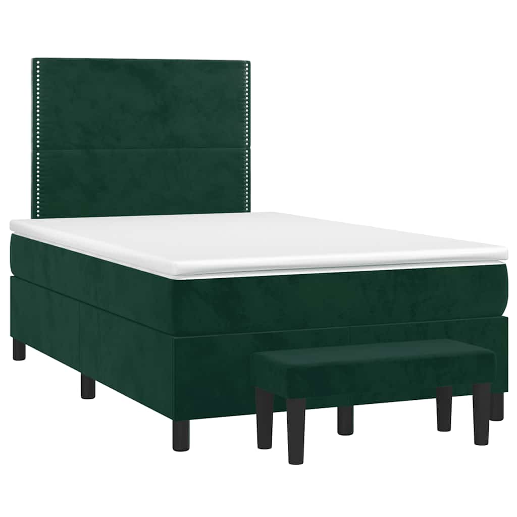 Cama com molas/colchão 100x200 cm veludo verde-escuro