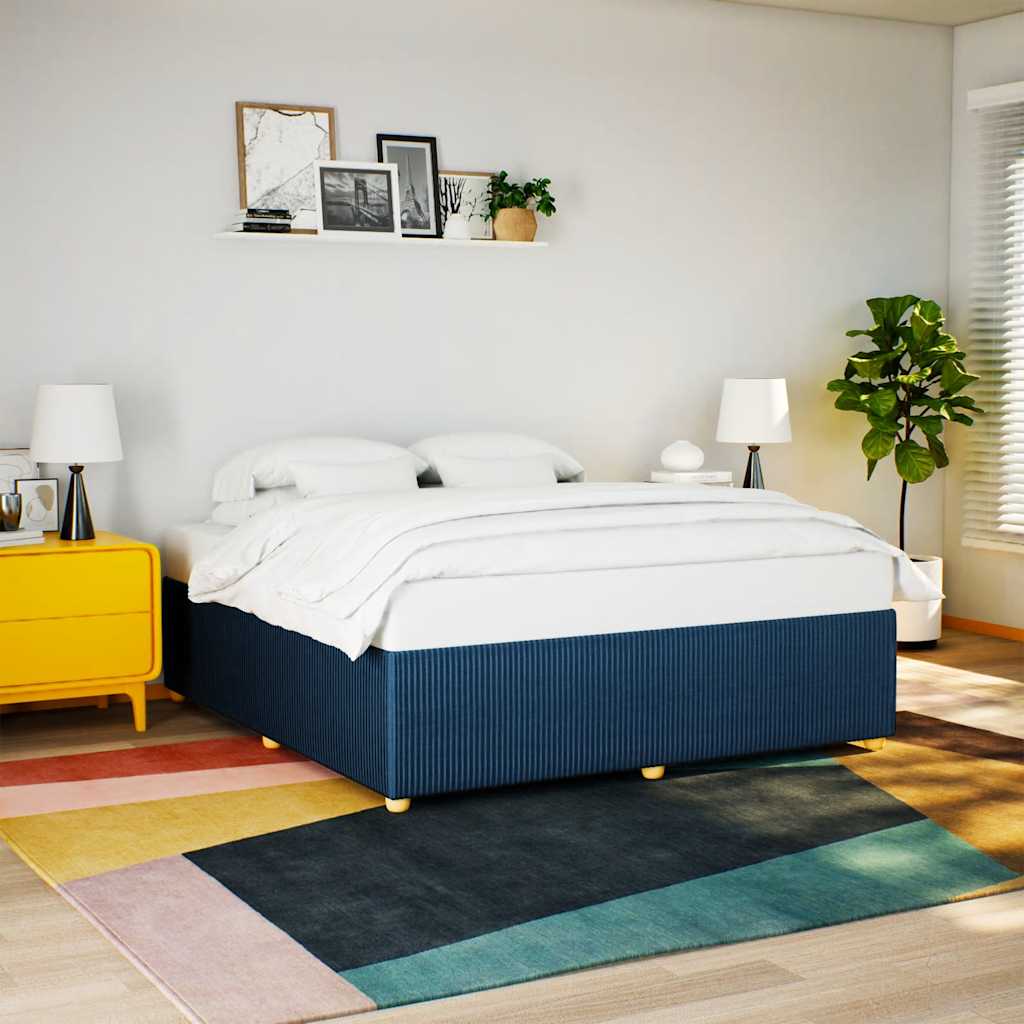 Estrutura de cama sem colchão 180x200 cm tecido azul