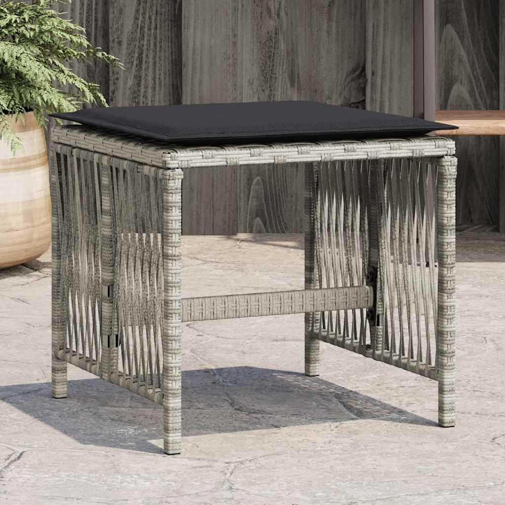 Bancos jardim c/ almofadões 4pcs 41x41x36cm vime PE cinza-claro