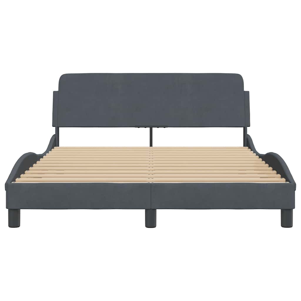 Estrutura de cama dover 140x190 cm veludo cinzento-escuro
