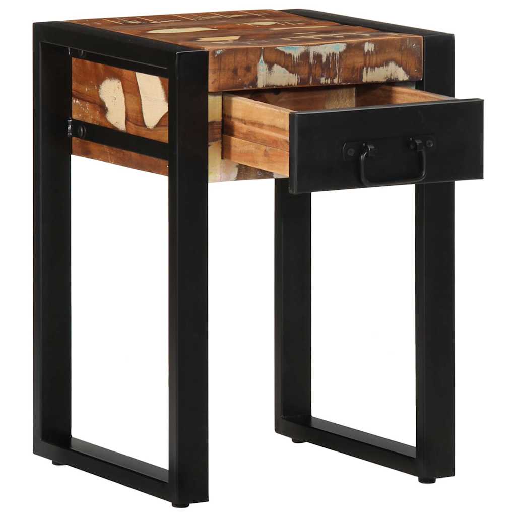 Mesa lateral multicor 35x35x50 cm madeira maciça recuperada