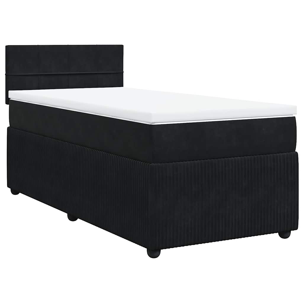 Cama com molas/colchão 90x200 cm veludo preto