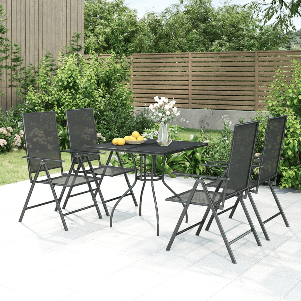 5 Pcs conjunto de jantar para jardim aço antracite