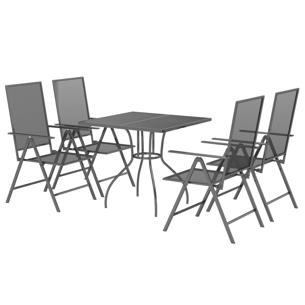 5 Pcs conjunto de jantar para jardim aço antracite