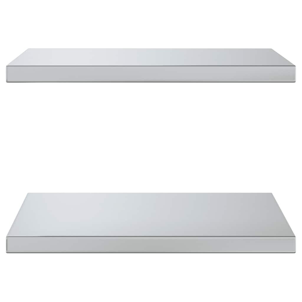 Prateleiras de parede 2 pcs 50x40 cm aço inoxidável prateado