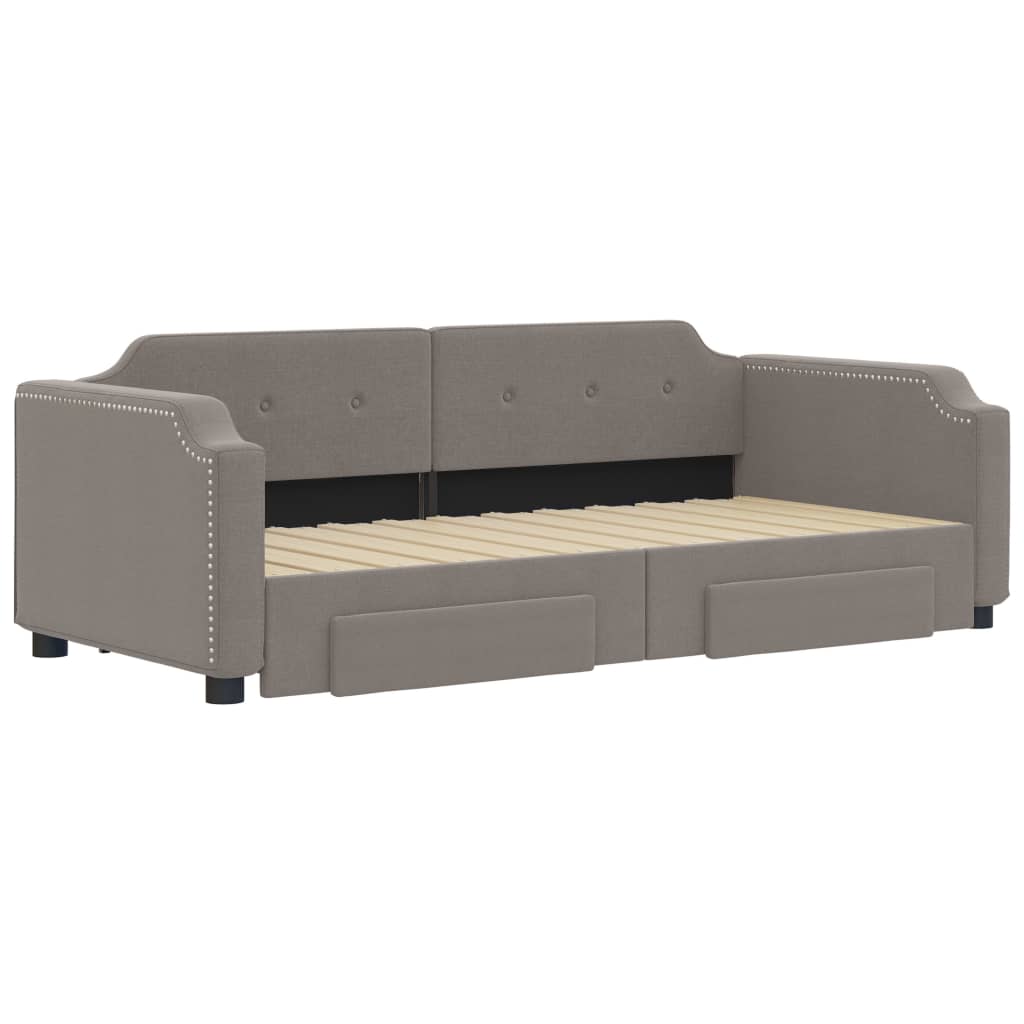 Sofá-cama c/ gavetão/gavetas 90x200 cm tecido cinza-acastanhado