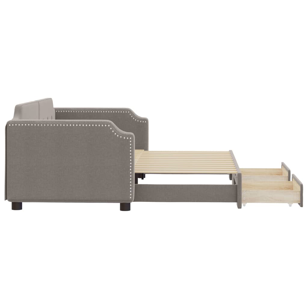 Sofá-cama c/ gavetão/gavetas 90x200 cm tecido cinza-acastanhado