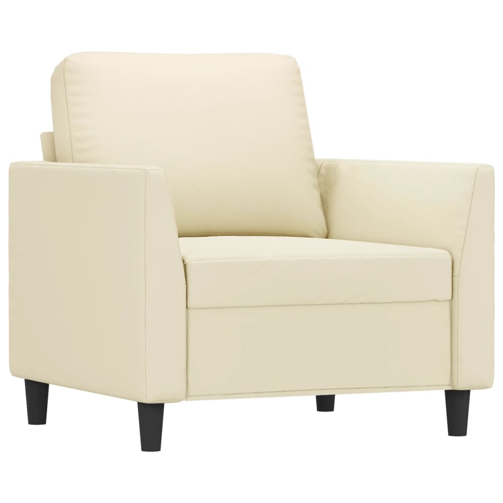 Poltrona com apoio de pés couro artificial 60 cm cor creme