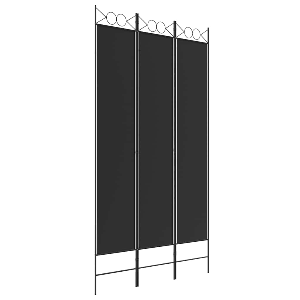 Divisória de quarto com 3 painéis 120x220 cm tecido preto