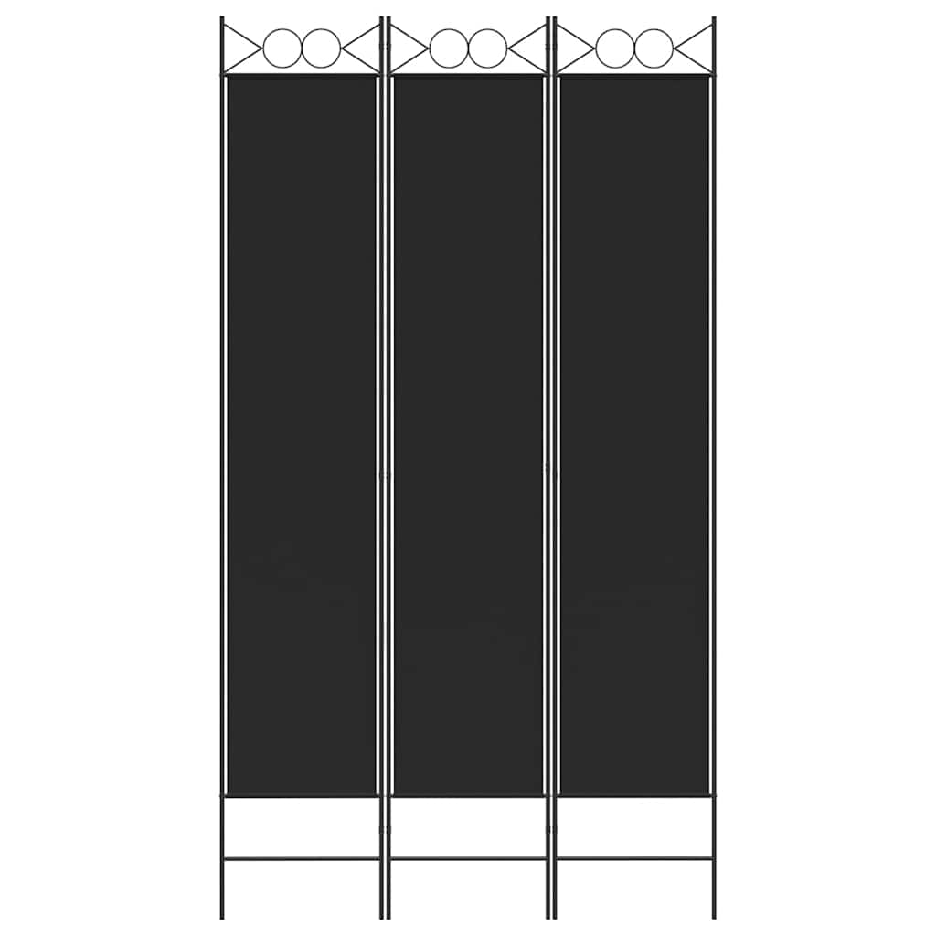 Divisória de quarto com 3 painéis 120x220 cm tecido preto