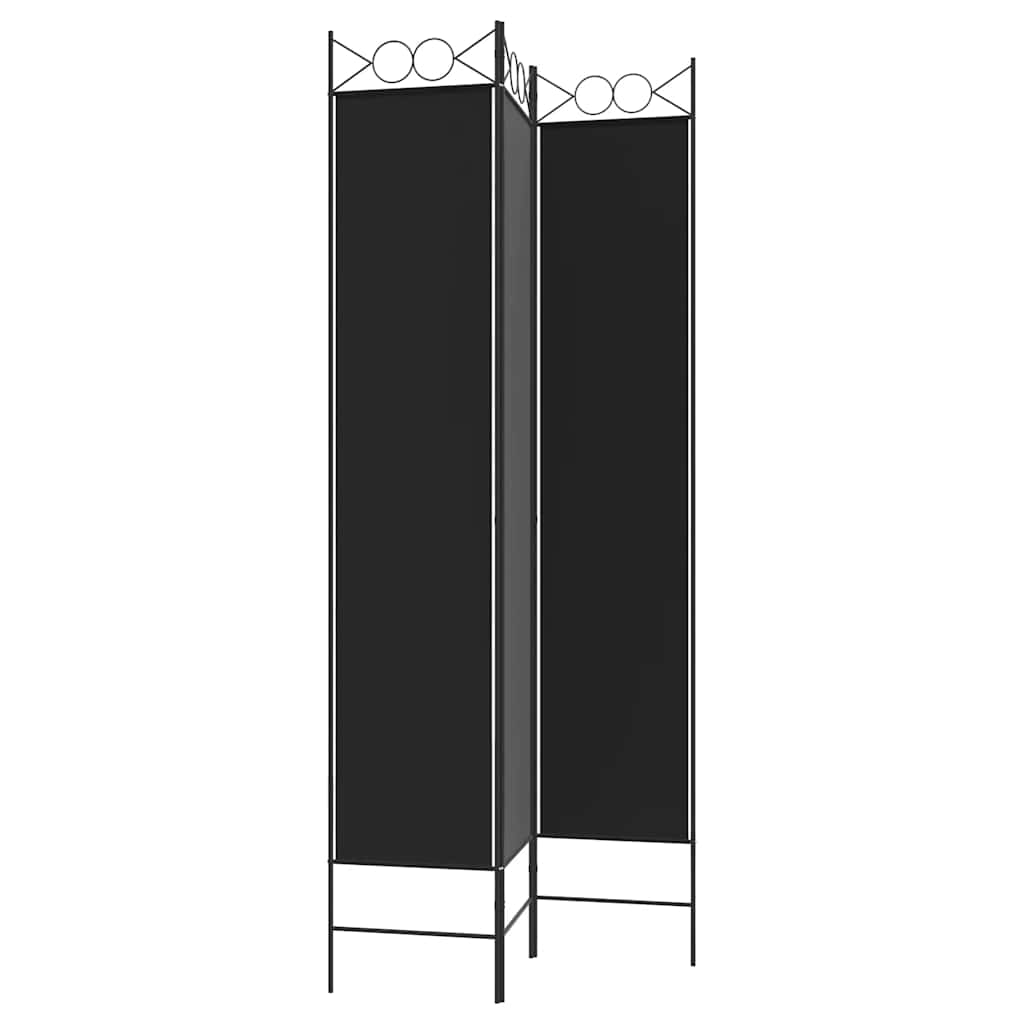 Divisória de quarto com 3 painéis 120x220 cm tecido preto