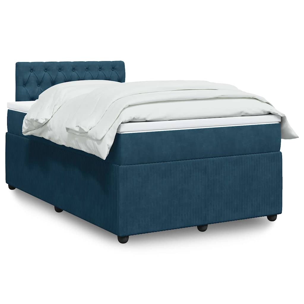 Cama boxspring com colchão 120x200 cm veludo azul