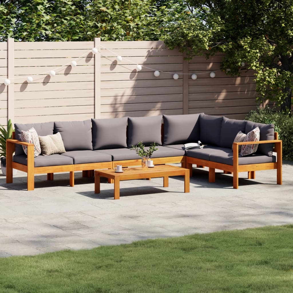 5 Pcs conjunto de sofás de jardim com almofadões acácia maciça