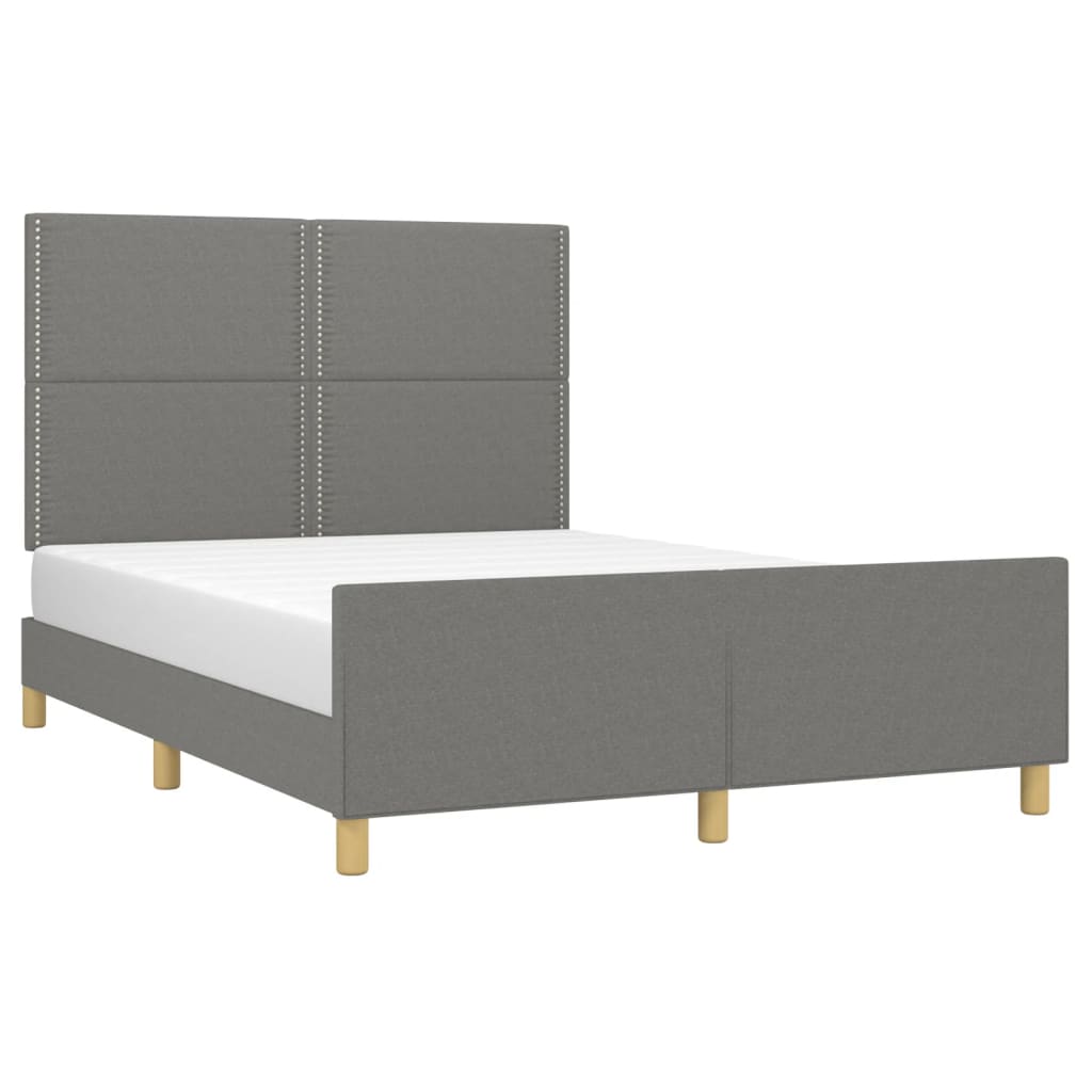 Estrutura de cama sem colchão 140x190 cm tecido cinzento-escuro