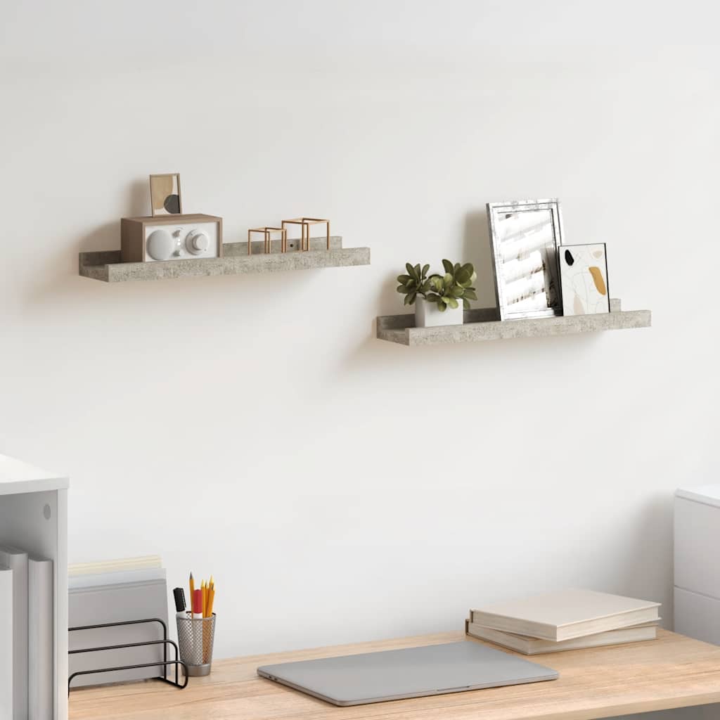 Prateleiras de parede 2 pcs 40x9x3 cm cinzento cimento