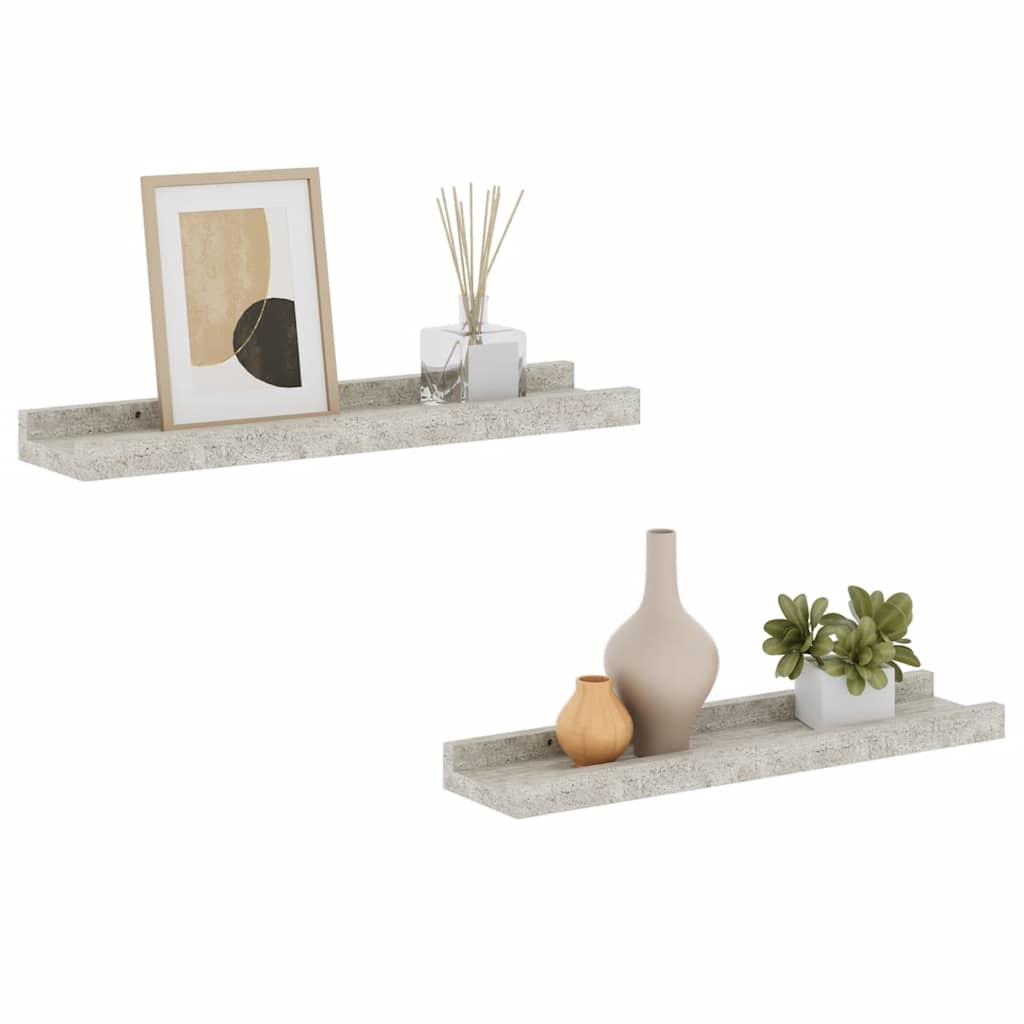 Prateleiras de parede 2 pcs 40x9x3 cm cinzento cimento