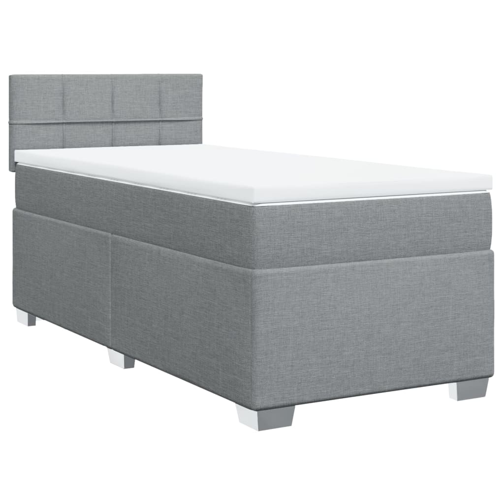 Cama com molas/colchão 90x190 cm tecido cinzento-claro