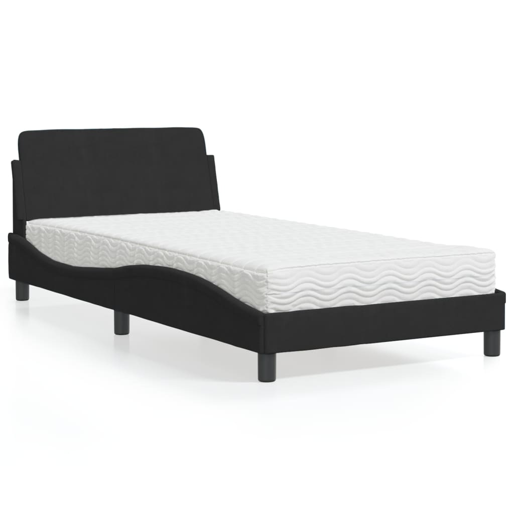 Cama com colchão dover 100x200 cm veludo preto