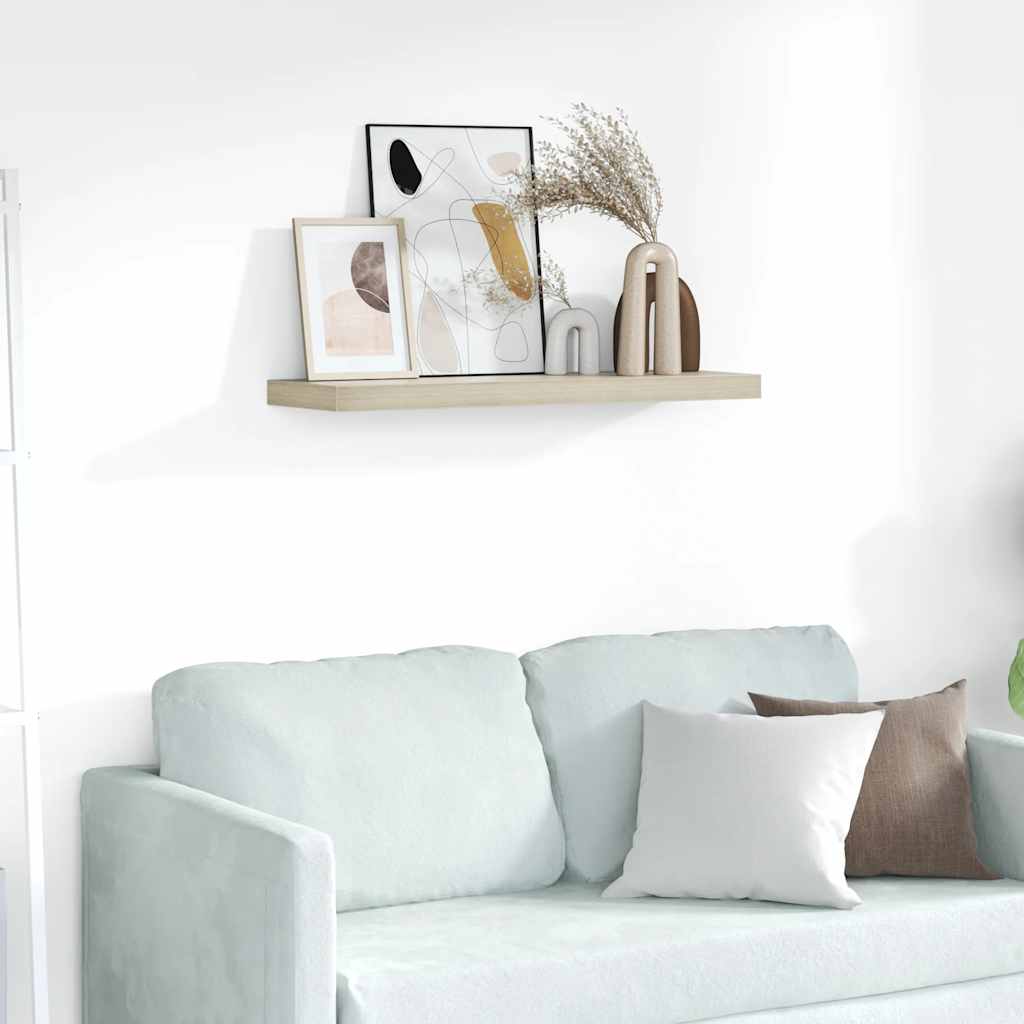 Prateleira de parede suspensa 80x23,5x3,8 cm MDF cor carvalho