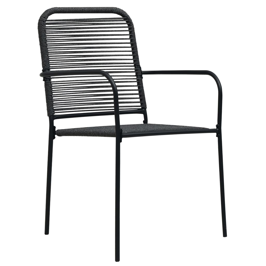 Cadeiras de jardim 2 pcs corda de algodão e aço preto