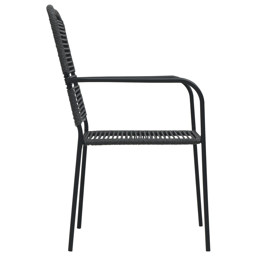 Cadeiras de jardim 2 pcs corda de algodão e aço preto