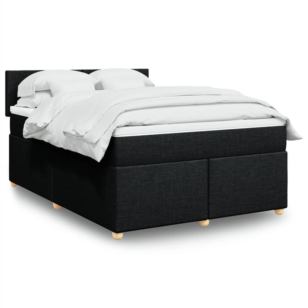 Cama com molas/colchão 140x190 cm tecido preto