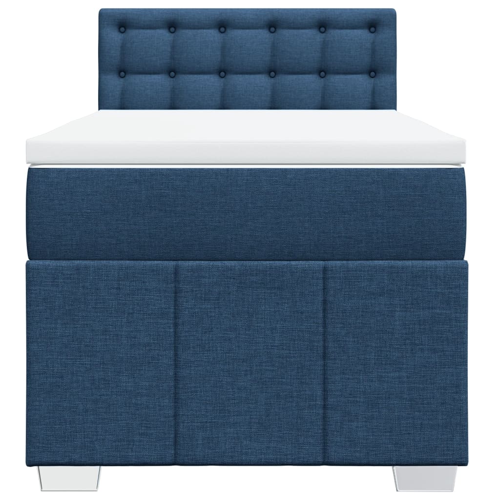Cama com molas/colchão 90x200 cm tecido azul